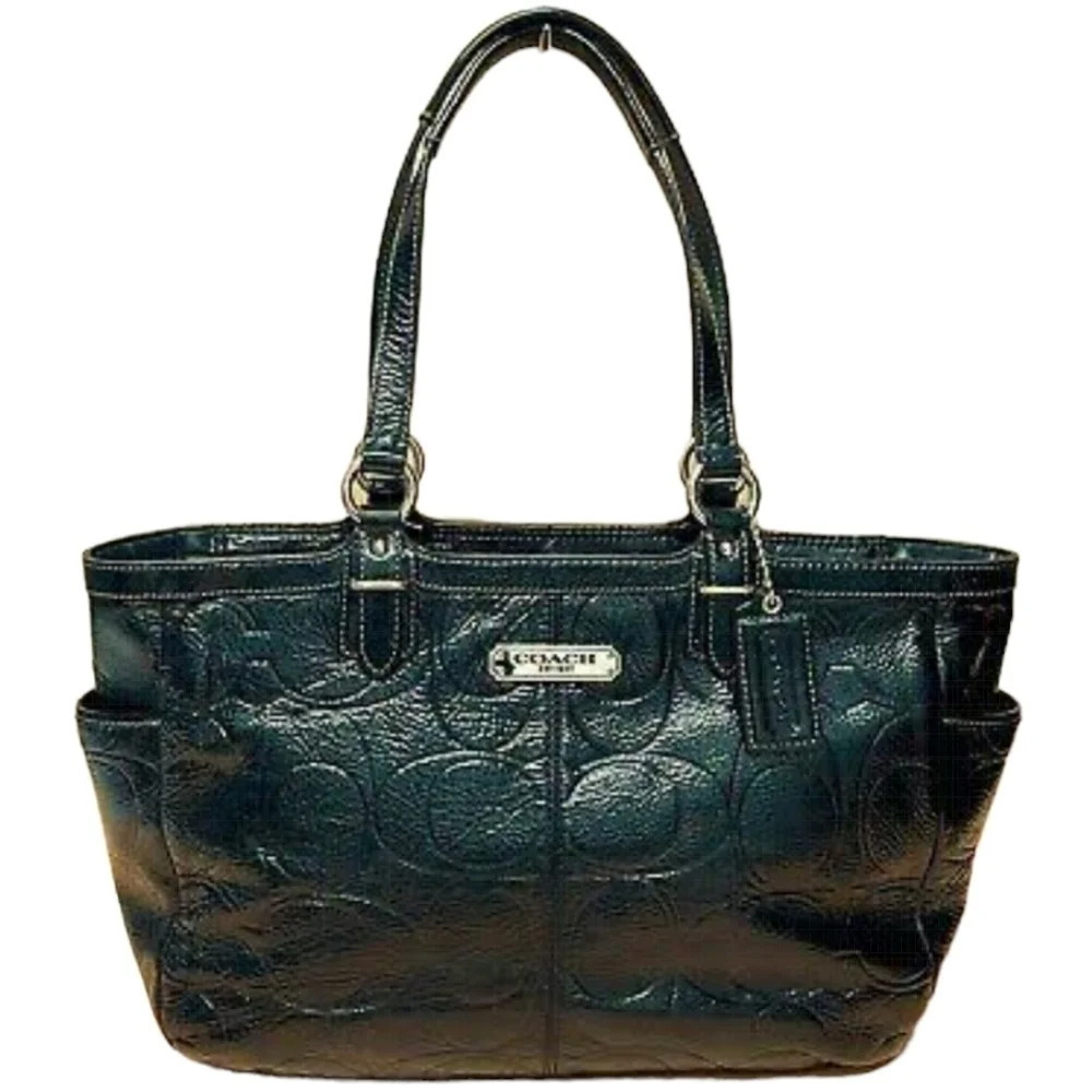 Coach Gallery Embossed Patent Leather shoulder Bag Black  #19462 EUC
